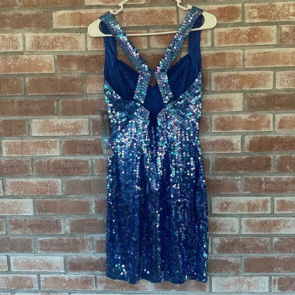 NWT Vintage 90s Niteline Della Roufogali Sequin Party Dress Blue Women’s 8 Eras - Picture 4 of 7